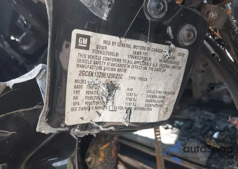 2006 Chevrolet Silverado 1500 Lt1 из США, поврежденный, VIN 2GCEK13Z861290212